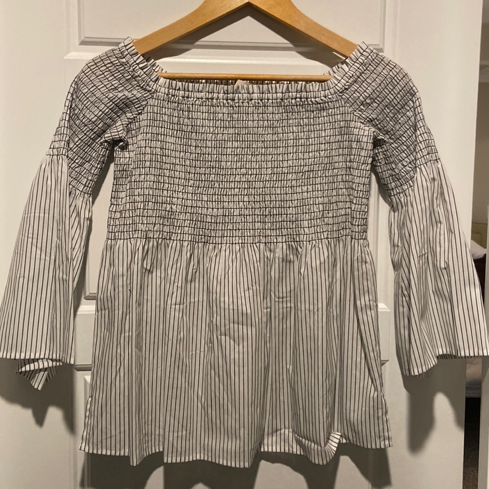 Loft white with grey and white stripe top